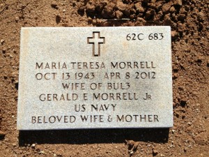 My mother's headstone in the Riverside National Cemetery 